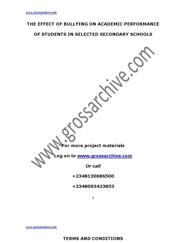 Effect of Bullying On Academic Performance of Students in Selected ...