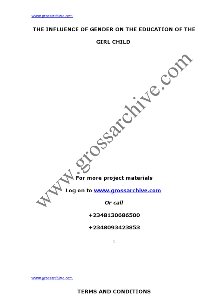 Influence of Gender On The Education of The Girl Child | PDF | Female ...