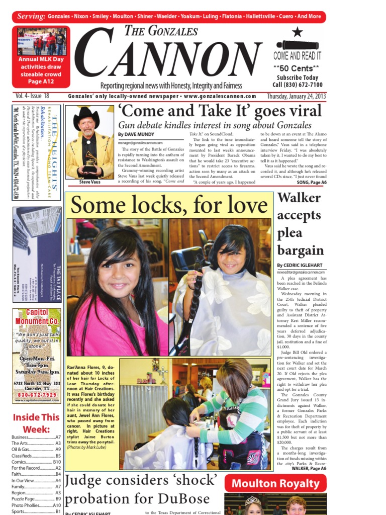 Gonzales Cannon newspaper United States House Of Representatives Plea