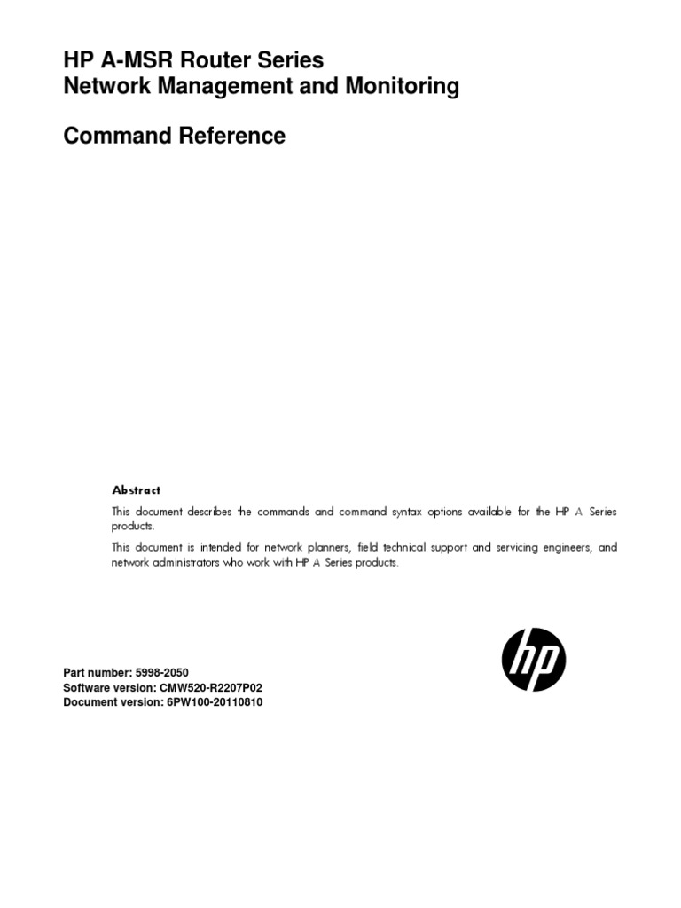 HP aMSR Router Series High Network Management and Monitoring Command