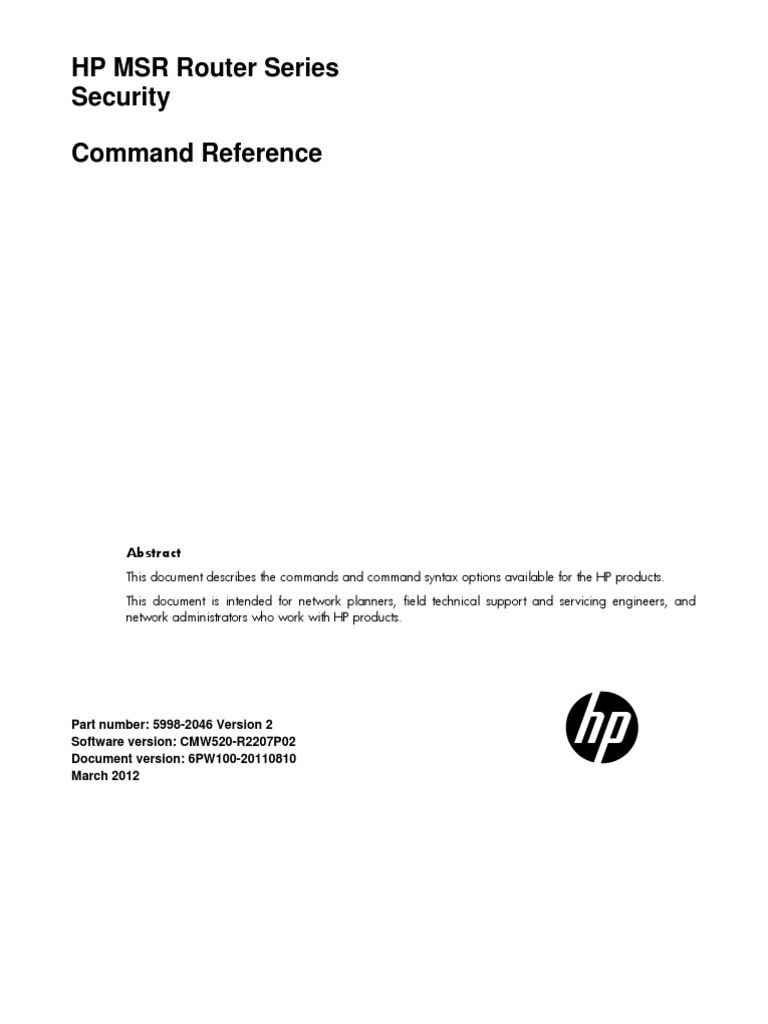 HP a-MSR Router Series High Security Command Reference | PDF | Radius ...