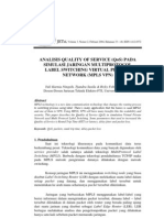 ANALISIS QUALITY OF SERVICE (QoS) PADA SIMULASI JARINGAN MULTIPROTOCOL LABEL SWITCHING VIRTUAL PRIVATE NETWORK (MPLS VPN)