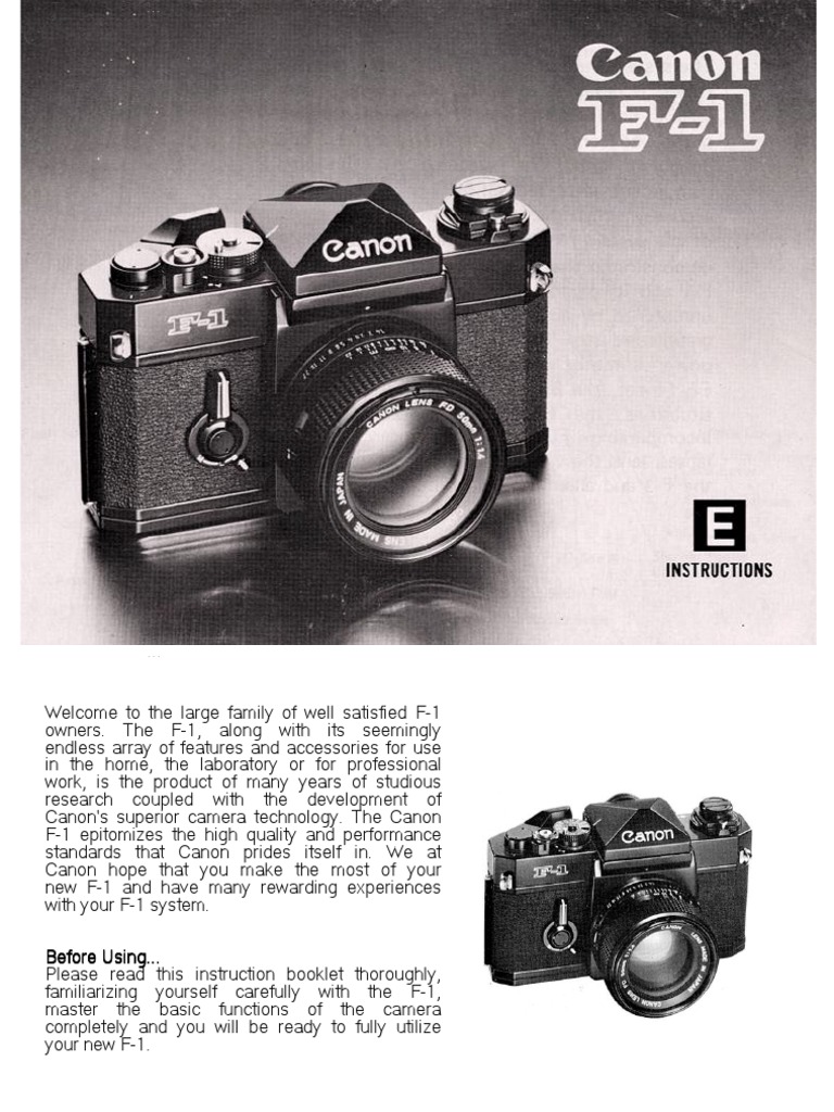 Canon F1 Manual PDF Aperture Camera Lens