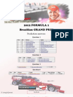 2012 FORMULA 1 Brazilian GRAND PRIX: Prediction Answers