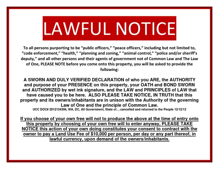Lawful NoticeNo Trespass