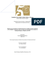 Diseño de una estrategia de comunicación para la Asamblea Nacional Ambiental (ANA) dirigida a concienciar sobre los riesgos de la megaminería con cianuro en Santiago Rodríguez y Dajabón; año 2013