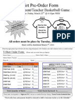 2013 Parent - Teacher Basketball T-Shirt Order Form