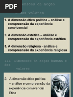 DIMENSÕES DA ACÇÃO HUMANA E OS VALORES (de acordo com manual "Pensar Azul")