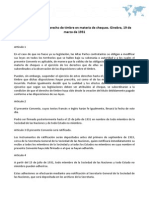 Convenio Relativo Al Derecho de Timbre en Materia de Cheques. Ginebra, 19 de Marzo de 1931