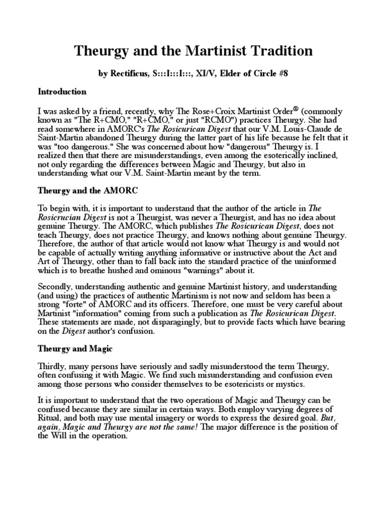 Theurgy and The Martinist Tradition | PDF | Magic (Paranormal) | Paranormal
