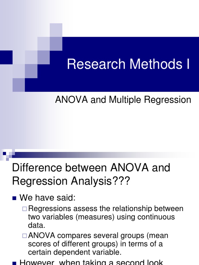 Research Methods I: ANOVA and Multiple Regression | PDF | Teaching ...