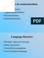 Barriers in Communication: - Language Barriers - Organisational Barriers - Personal Barriers - Emotional Barriers