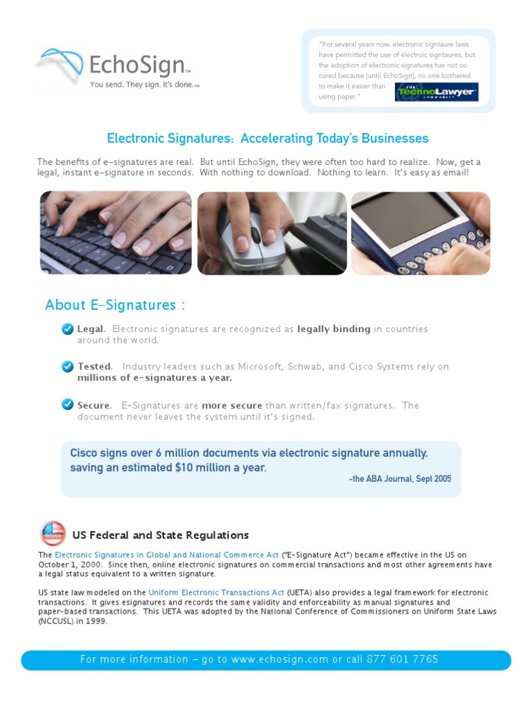 Digital Signature Act Summary From #1 Rated EchoSign - Com ESignature | PDF