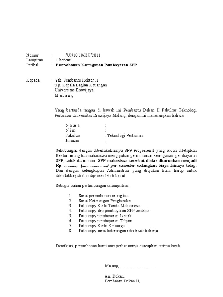 permohonan keringanan spp