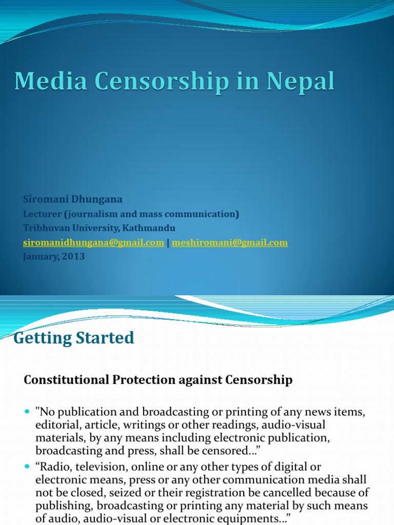 Media Censorship in Nepal PDF Censorship Prior Restraint