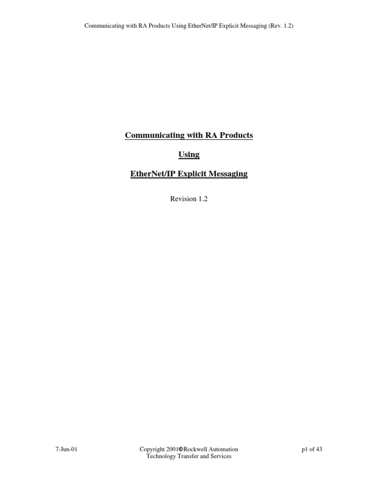 Ethernet IP Explicit Message | PDF | Osi Model | Communications Protocols
