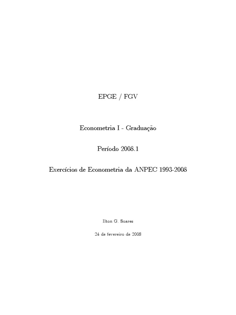 Questoes Resolvidas de Econometria/anpec | PDF | Regressão linear