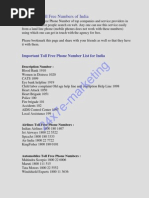 Download Important Toll Free Numbers of India by 24x7emarketing SN12232141 doc pdf
