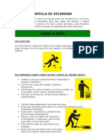 Cartilla de seguridad sobre caídas al mismo nivel