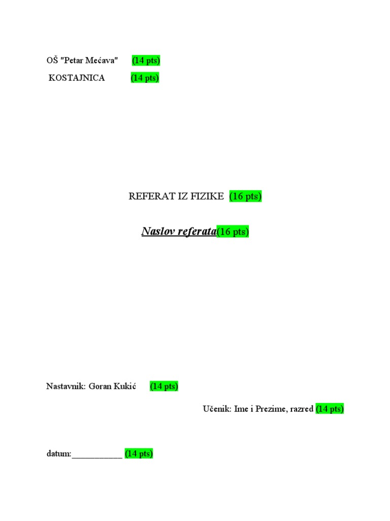 Referat-Kako Pravilno Napisati | PDF