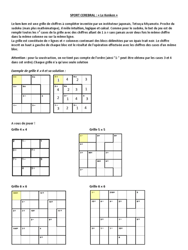 Grilles de Sudoku gratuites en ligne Sport Cérébral®