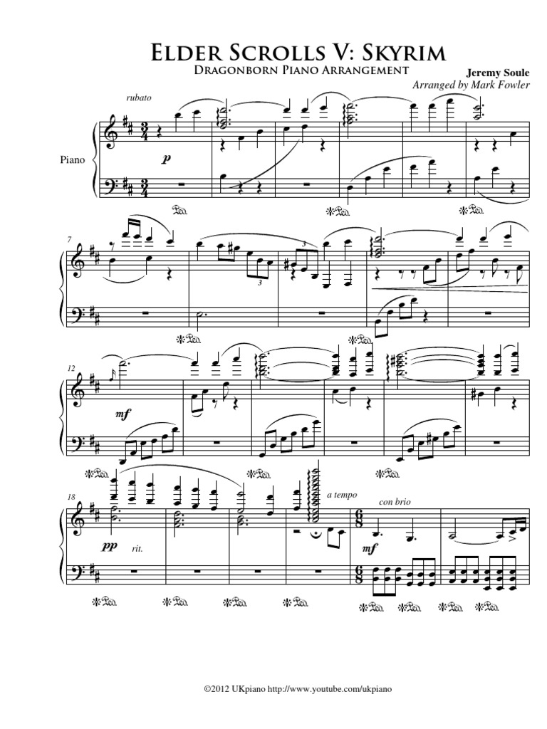 social menú Fatal Skyrim: Dragonborn - Sheet Music For Piano | PDF | Loisirs | Des sports