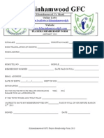 Kilmainhamwood GFC Players Membership Form 2013
