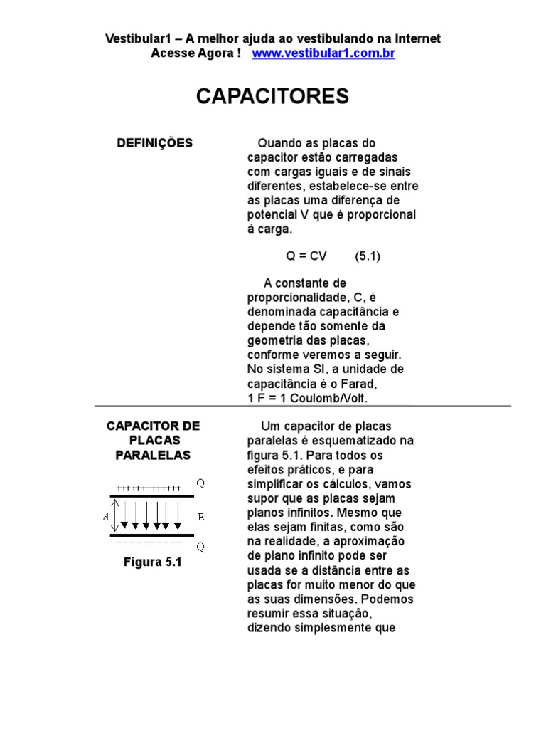 Capacitores | PDF | Capacidade elétrica | Dielétrico