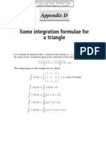 Some Integration Formulae For A Triangle: Appendix D