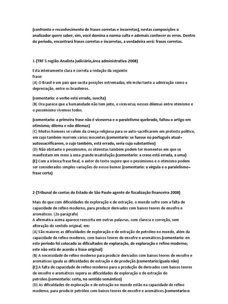 Video Aula Confronto E Reconhecimento De Frases Corretas E Incorretas