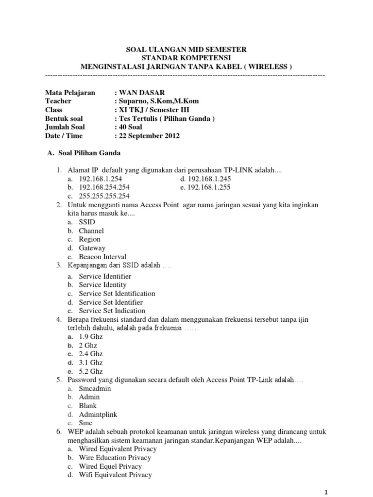 Contoh Soal Pilihan Ganda Tentang Dhcp Server Contoh
