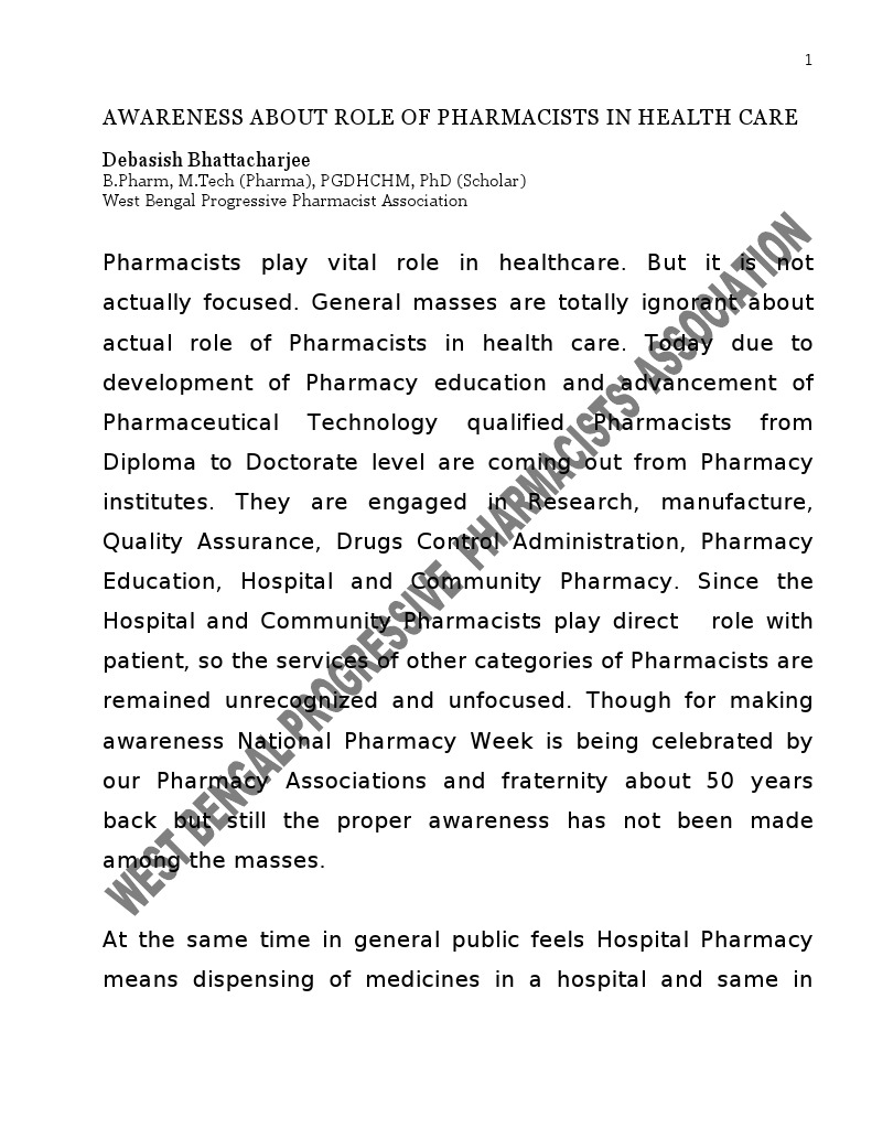 Role of Pharmacists in Indian Healthcare | PDF | Pharmacy | Pharmacist