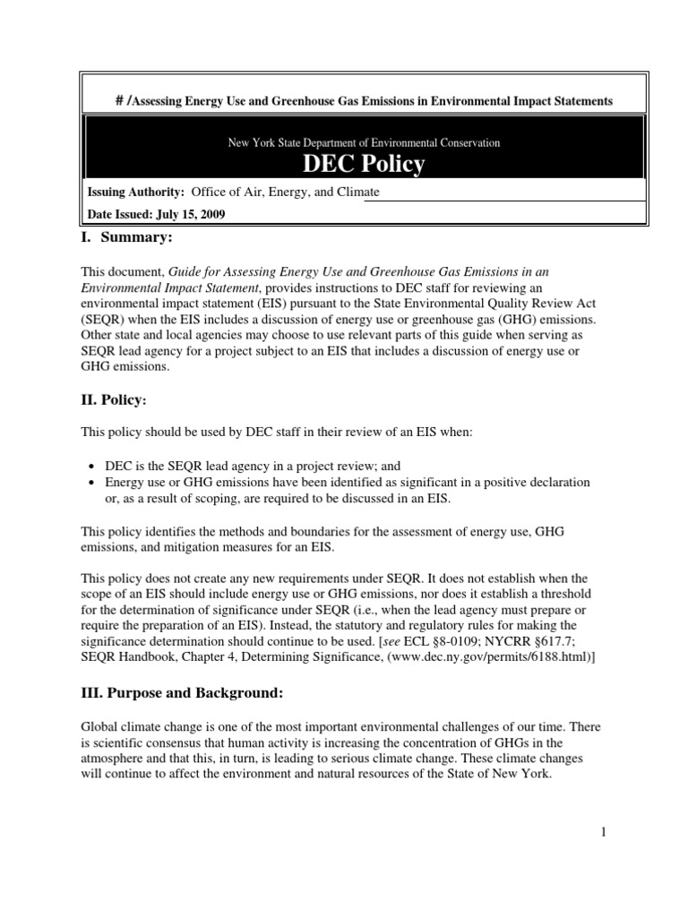 EIS Energy Use & GHG Emissions Guide | PDF | Climate Change Mitigation ...