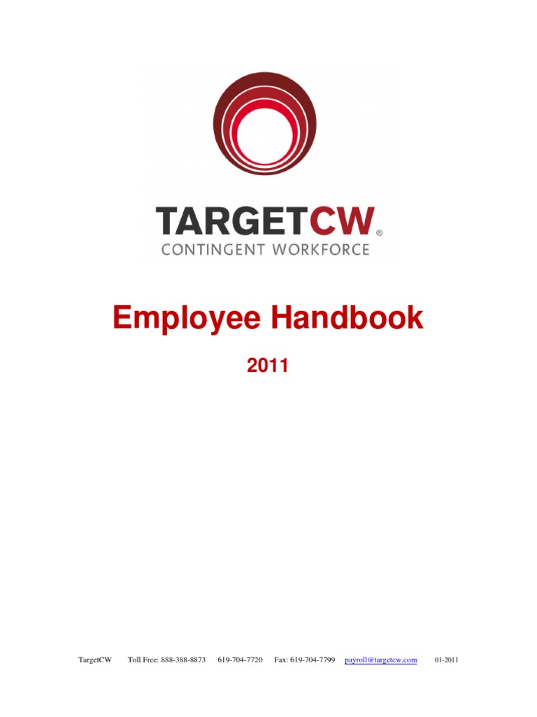 TargetCW Employee Handbook | PDF | Employee Retirement Income Security ...