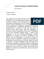 Comunicado Ante El Secuestro en Olintla Puebla