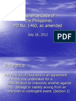 Insurance Code of The Philippines PD No. 1460, As Amended: July 26, 2012
