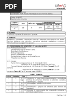 Cronograma ALM027 Bromatologia I 2012 Alunos