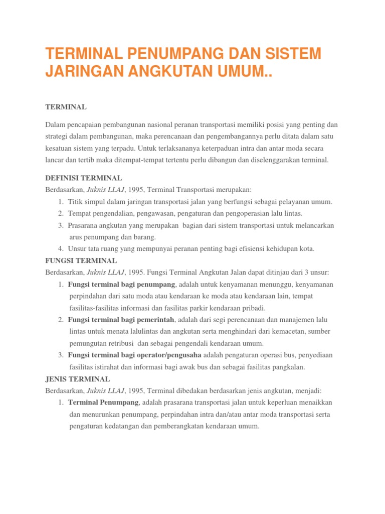 Fungsi dan Jenis Terminal Penumpang | PDF | Bisnis