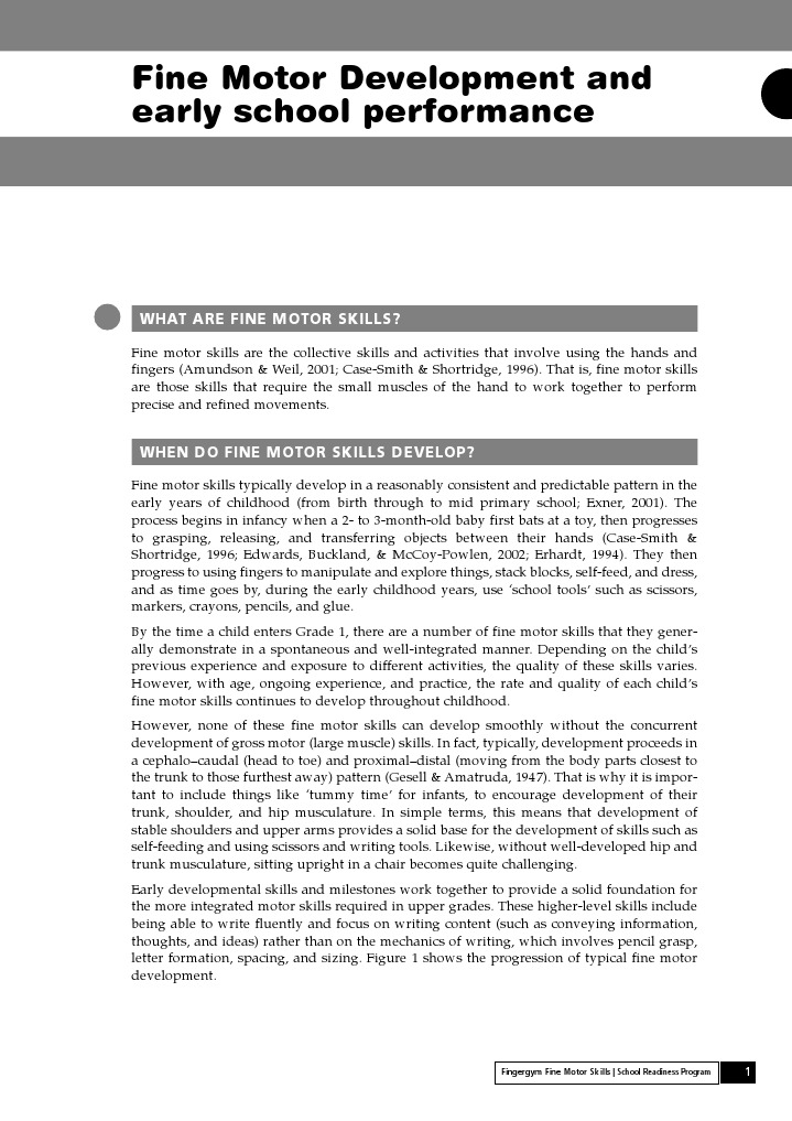 Fine Motor Development | PDF | Cognition | Teaching And Learning