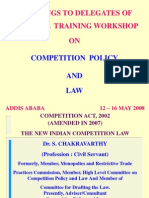 Greetings To Delegates of National Training Workshop ON: Competition Policy AND LAW