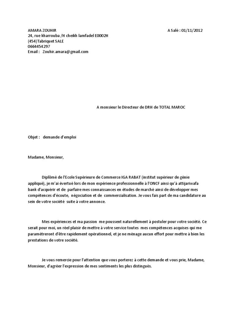 Lettre Motivation