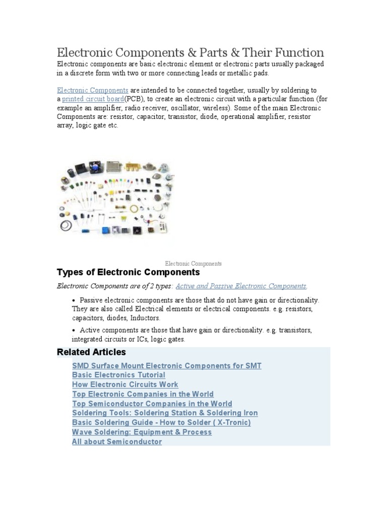 Electronic Components PDF Electronic Component Electronics