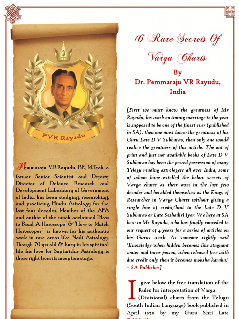 Secrets of Varga Charts | PDF | Technical Factors Of Astrology ...