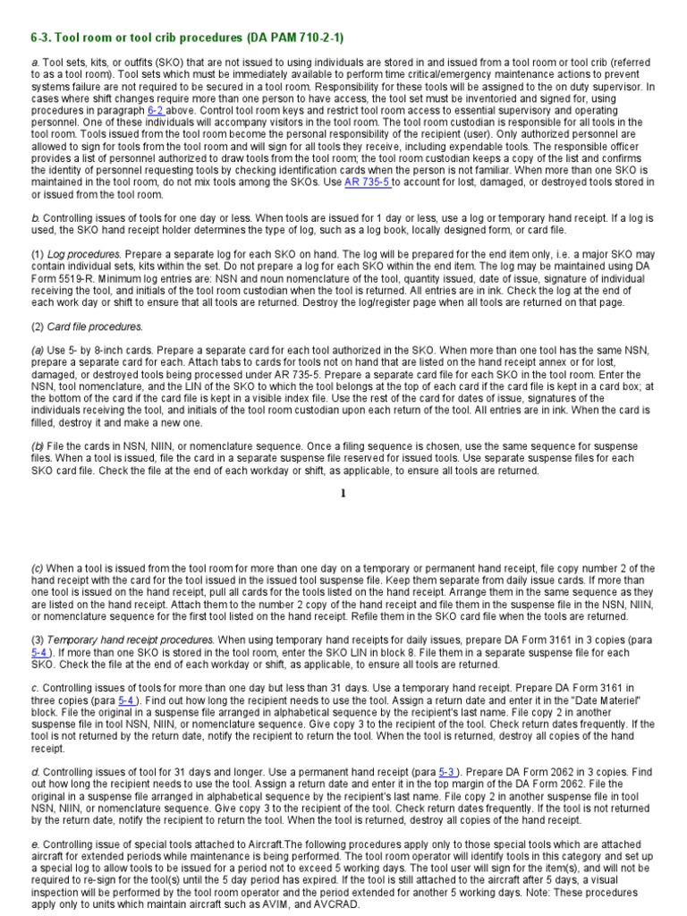 Tool Room Procedures PDF Receipt Property