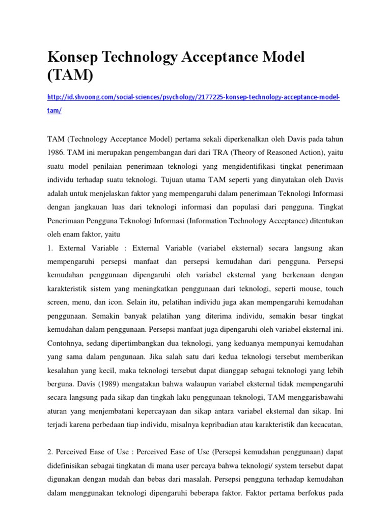 Konsep Dasar Technology Acceptance Model | PDF