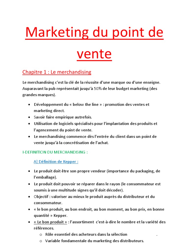 Marketing du point de vente Chapitre 1.docx Merchandising Sodles