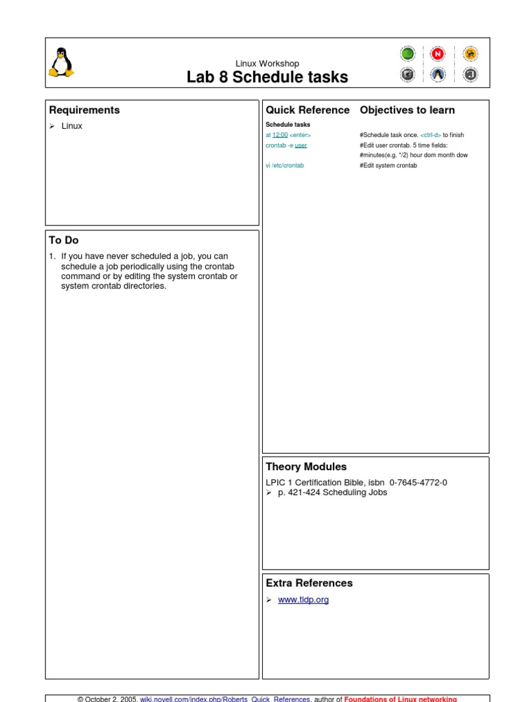 Linux Lab 08 Schedule Tasks | PDF