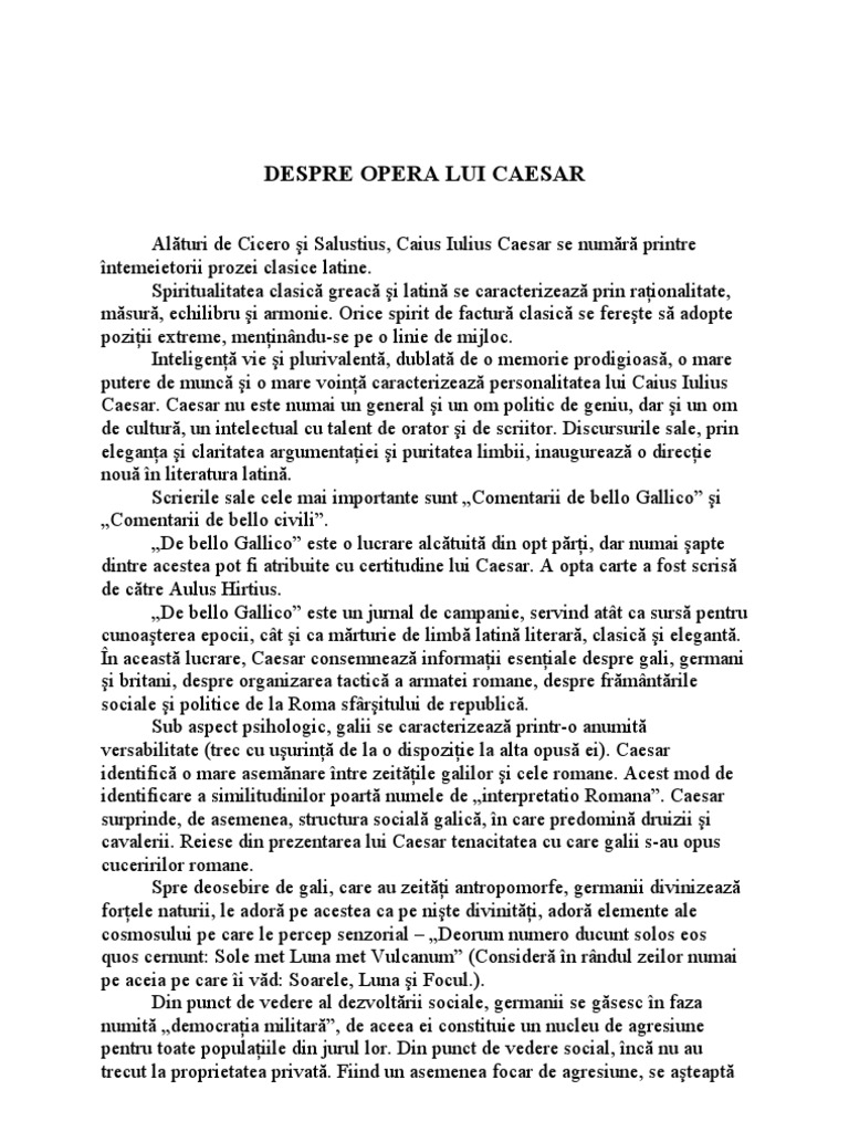 Despre Opera Lui Caesar | PDF