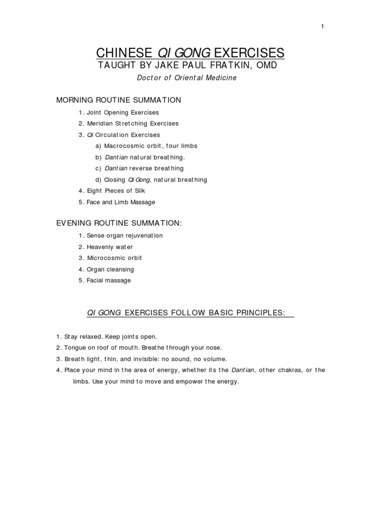 Morning Qi Gong Routine Guide | PDF
