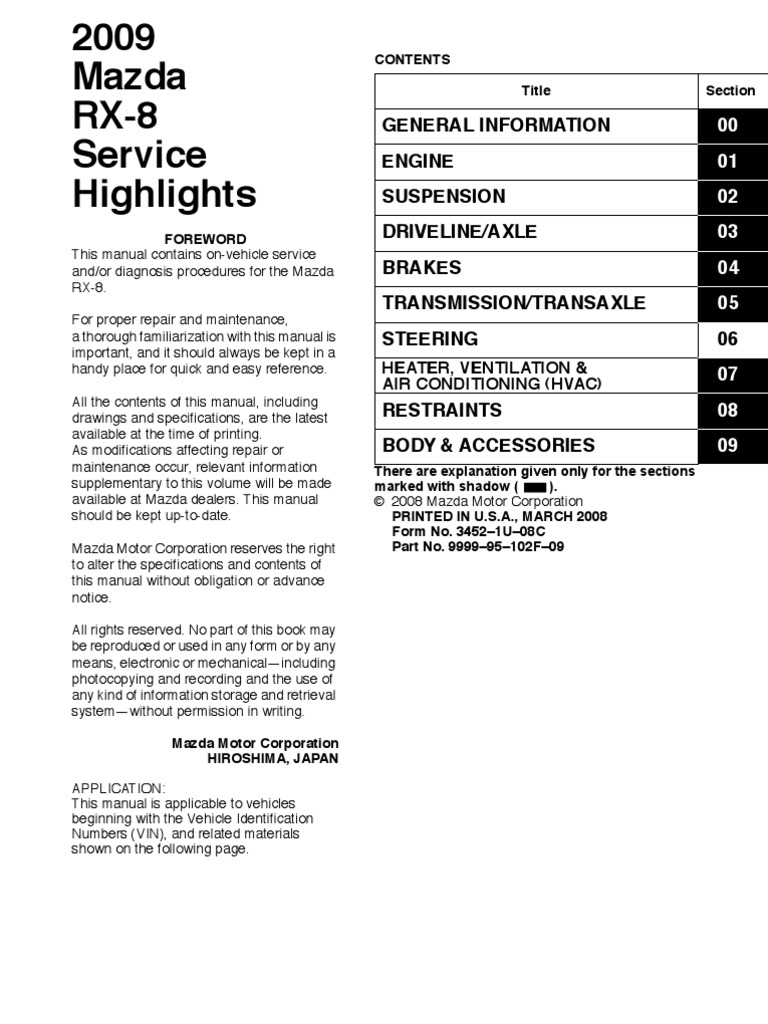 Mazda Rx 8 Service Highlight 09 Electrical Impedance Relay